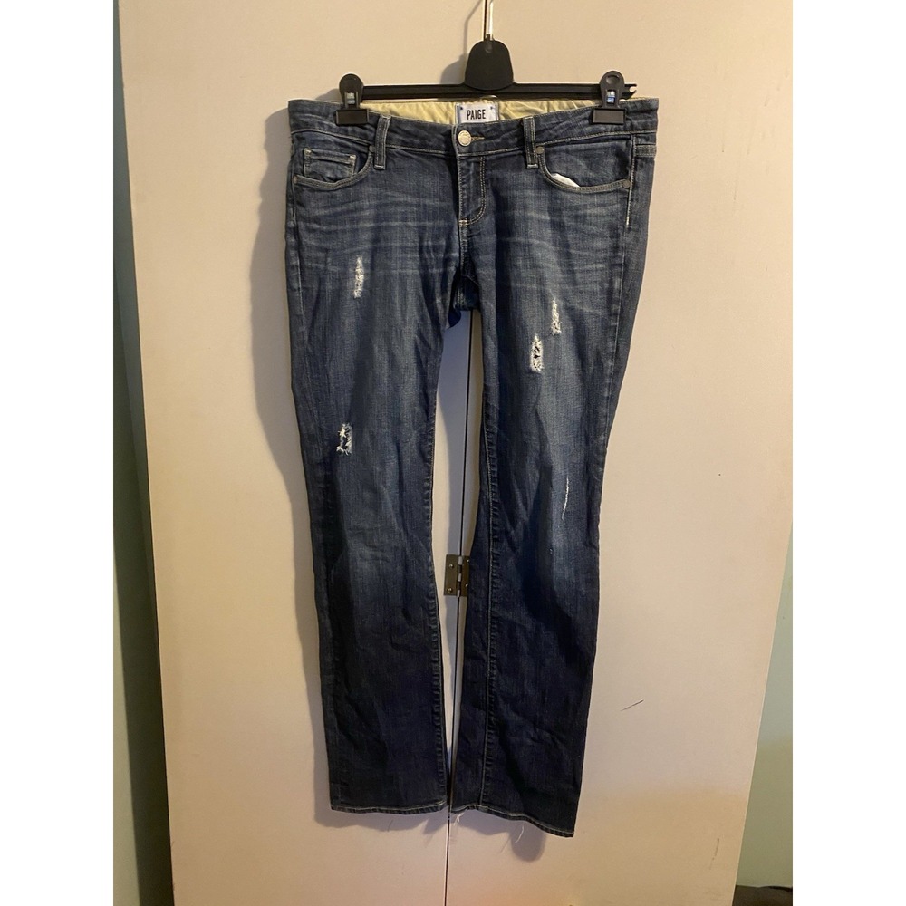 PAIGE Skyline Bootcut Jeans Womens 27 Distressed Dark Wash Stretch Denim USA